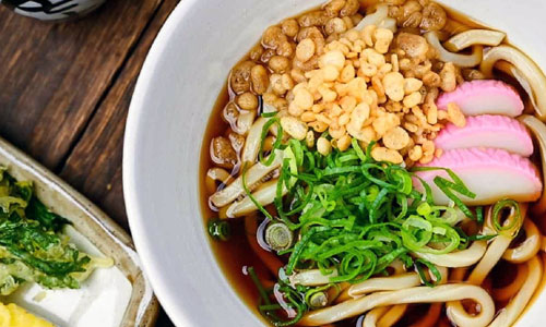 Udon Bowl Classic with steamed tofu and green onions